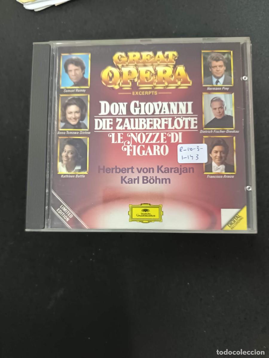 CDs de m&uacute;sica: MOZART: DON GIOVANNI, DIE ZAUBERFL&Ouml;TE, LE NOZZE DI FIGARO (EXTRACTOS). DIR: VON KARAJAN, KARL B&Ouml;HM
