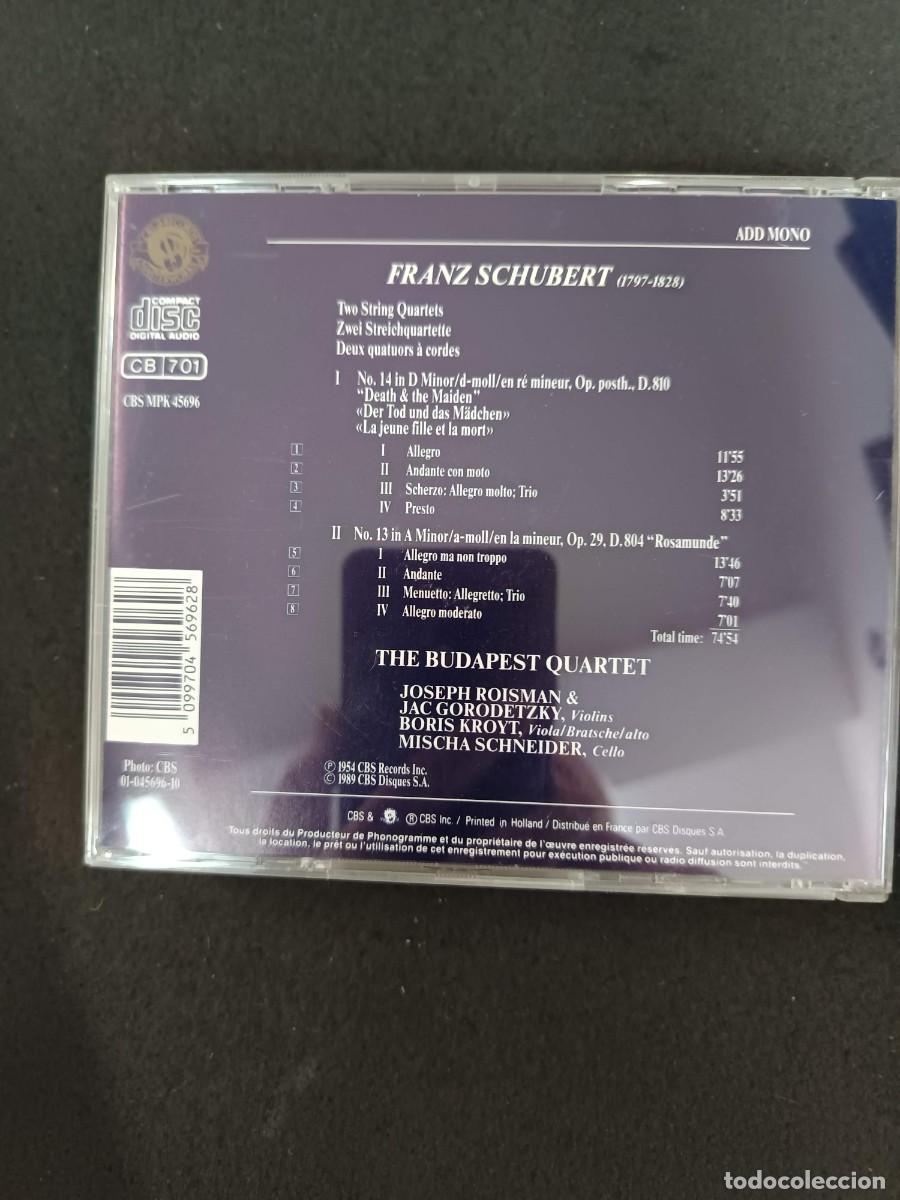 CDs de m&uacute;sica: SCHUBERT: STRING QUARTETS: DER TOD UNS DAS M&Auml;DCHEN / ROSAMUNDE. BUDAPEST QUARTET - Foto 2