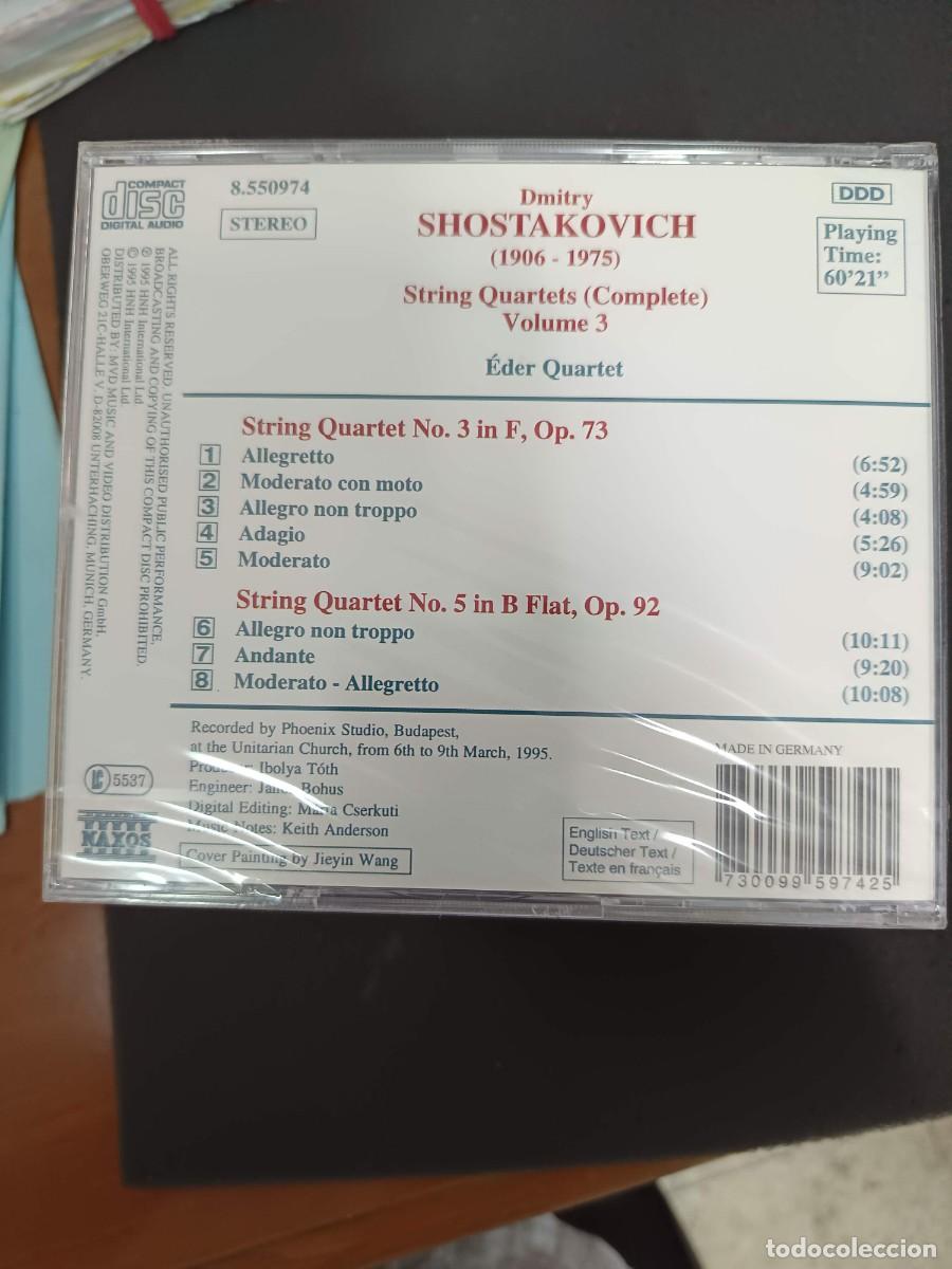 CDs de m&uacute;sica: SHOSTAKOVICH: STRING QUARTETS (COMPLETE) VOLUME 3. N&ordm;S 3 AND 5. &Eacute;DER QUARTET - Foto 2
