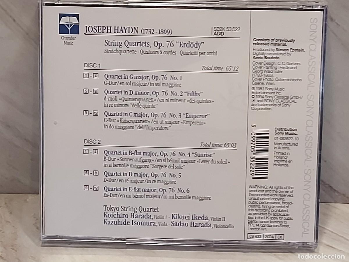 CDs de m&uacute;sica: HAYDN | STRING QUARTETS OP. 76 | TOKYO STRING QUARTET | 2 CD | SONY CLASSICAL 1994 - Foto 4
