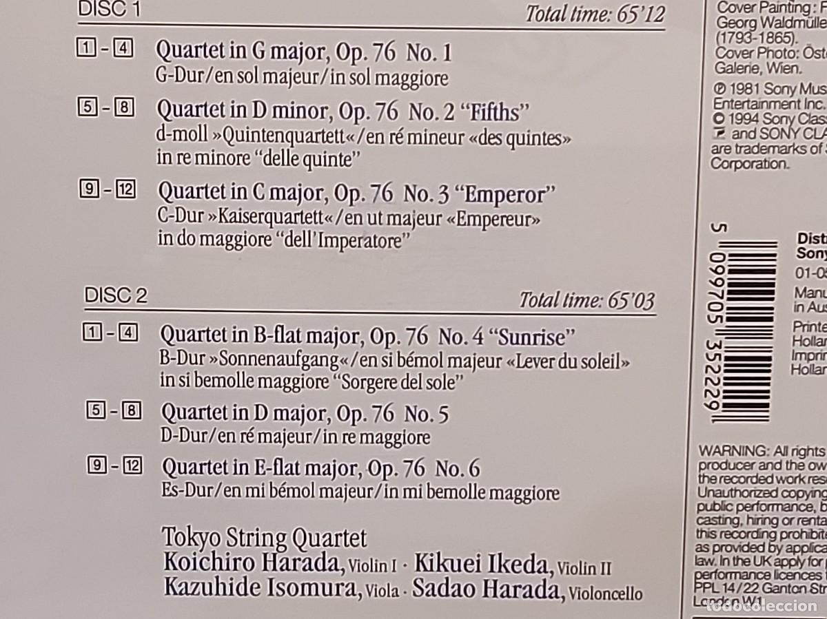 CDs de m&uacute;sica: HAYDN | STRING QUARTETS OP. 76 | TOKYO STRING QUARTET | 2 CD | SONY CLASSICAL 1994 - Foto 5