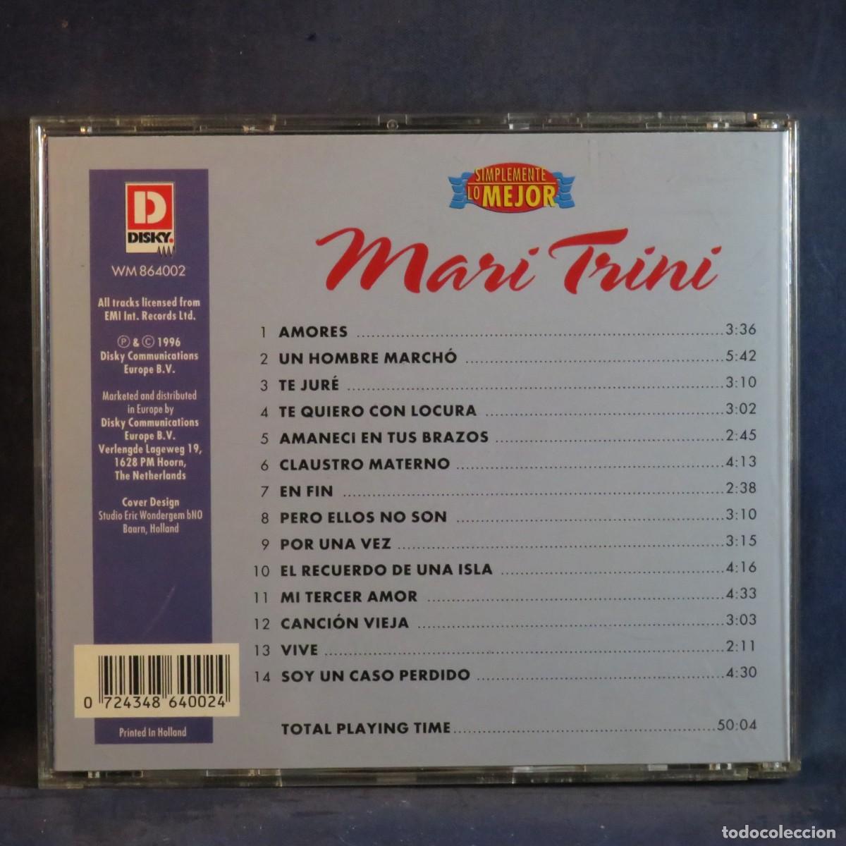 CDs de m&uacute;sica: MARI TRINI &ndash; SIMPLEMENTE LO MEJOR - CD - Foto 2