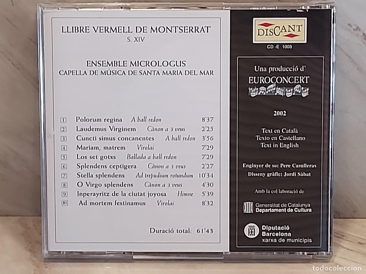 CDs de m&uacute;sica: LLIBRE VERMELL DE MONTSERRAT | ENSEMBLE MICROLOGUS | CD 2002 | DE LUJO - Foto 3