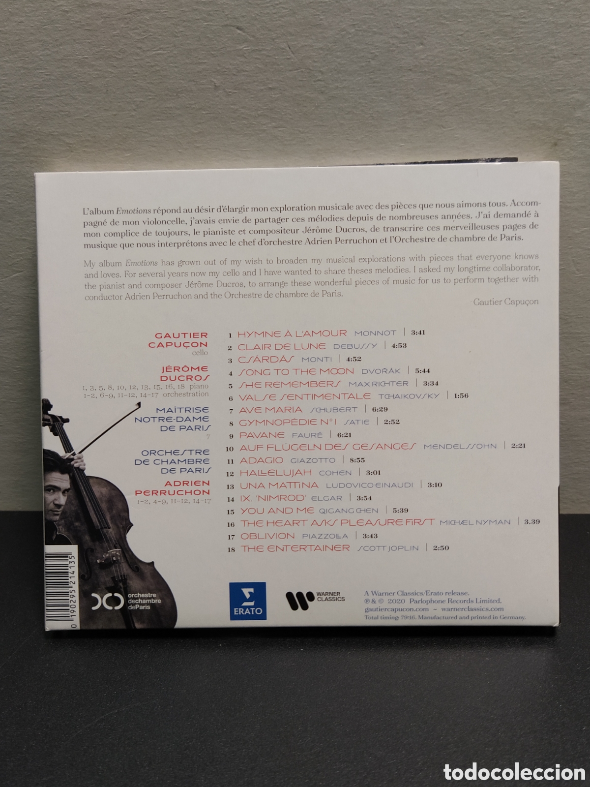 CDs de m&uacute;sica: Gautier Capu&ccedil;on - Emotions (CD) - Foto 2