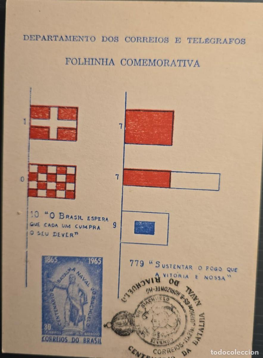 CDs de m&uacute;sica: MI) 1965 BRAZIL, MAXIMUM CARD,CENTENARY OF THE NAVAL BATTLE OF THE RIACHUELO,VF.