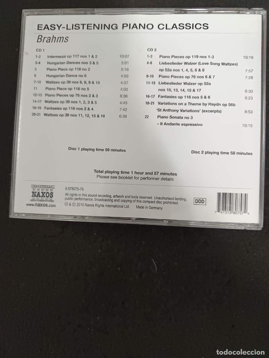 CDs de m&uacute;sica: 2 CD. BRAHMS. EASY-LISTENING PIANO CLASSICS - Foto 2