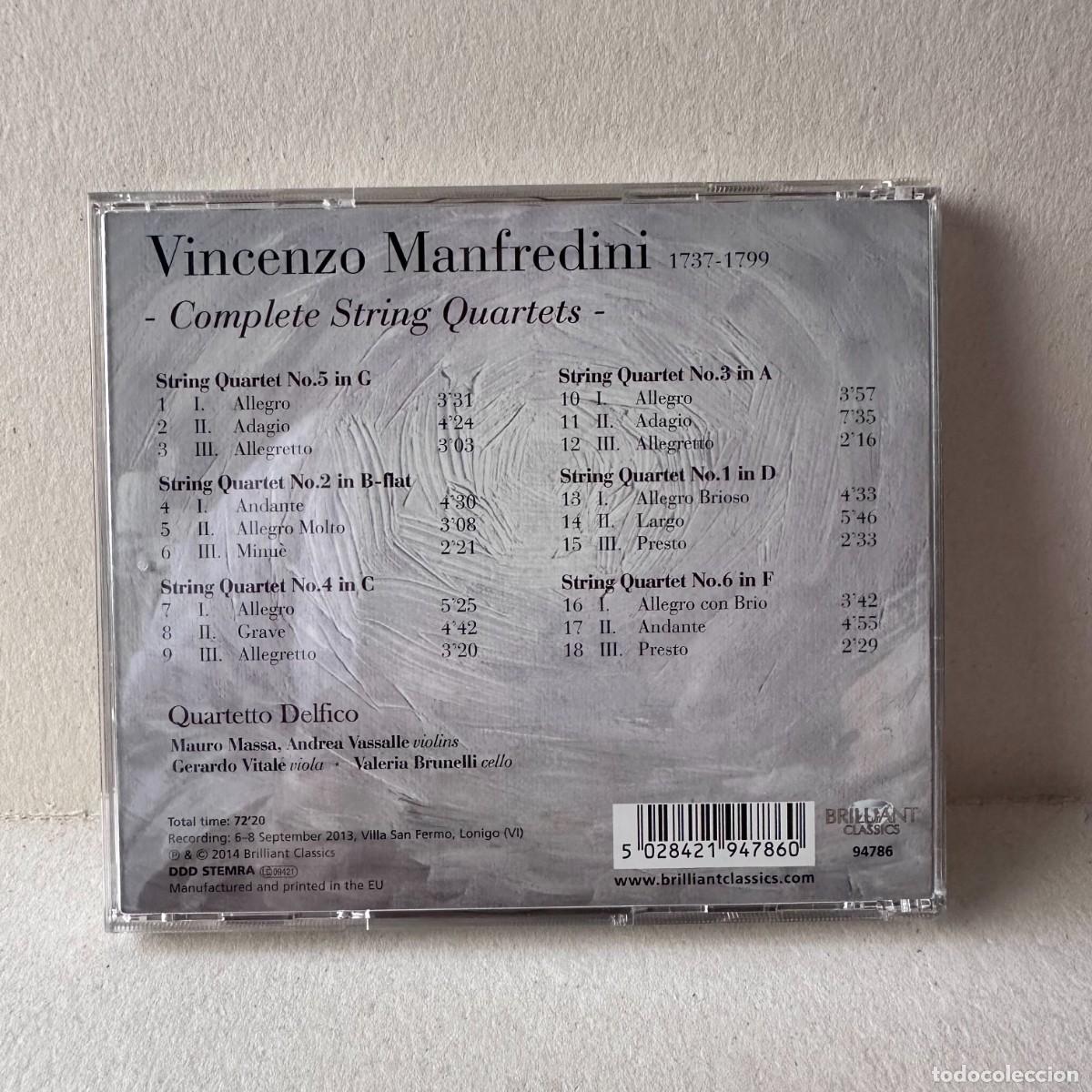 CDs de m&uacute;sica: Manfredini - Quartetto Delfico - Complete String Quartets (CD) - Foto 2