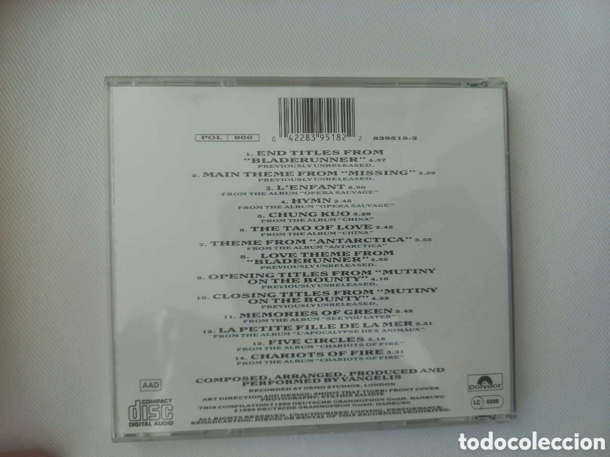 CDs de m&uacute;sica: Vangelis &ndash; Themes - CD POLYDOR 1989 - Foto 3