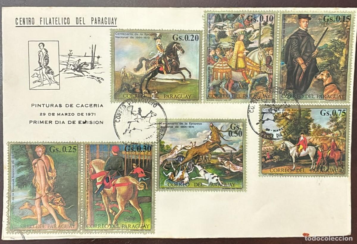CDs de m&uacute;sica: MI) 1971 PARAGUAY, FDC,HUNTING IN PAINTING STAMPS,VF.