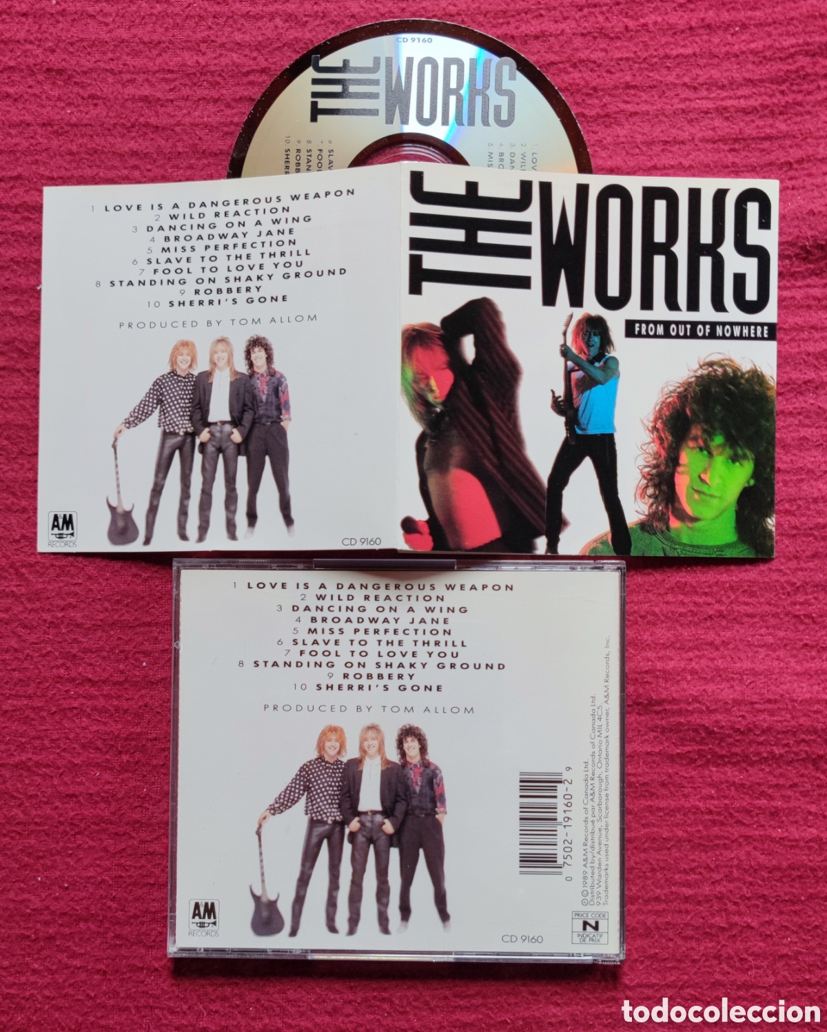 CDs de m&uacute;sica: THE WORKS: From Out Of Nowhere. Cd Aor, Edici&oacute;n Original 1989 A&M Records Canad&aacute;. Muy raro en Cd.