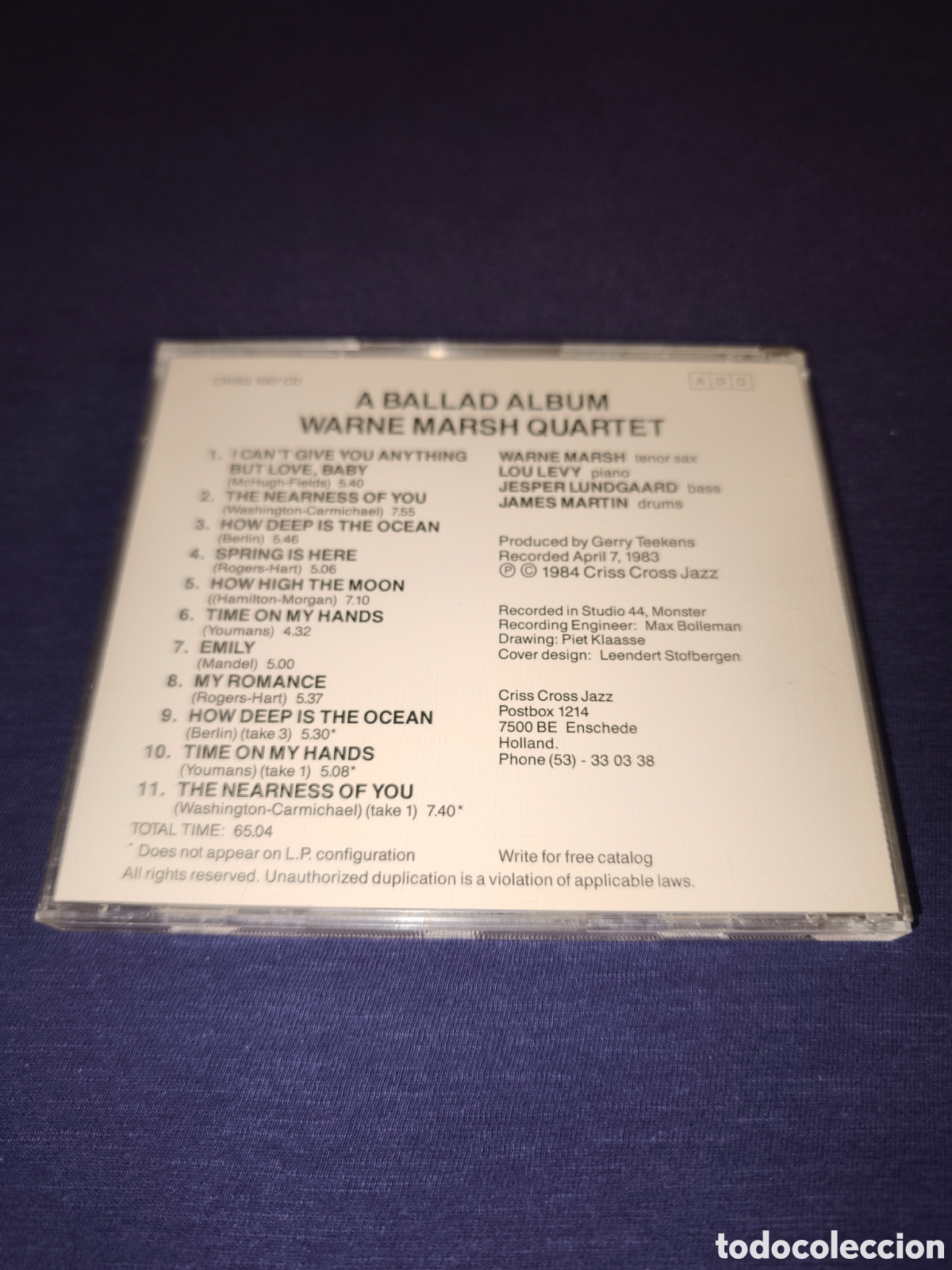 CDs de m&uacute;sica: Warne Marsh Quartet A ballad album - Foto 2
