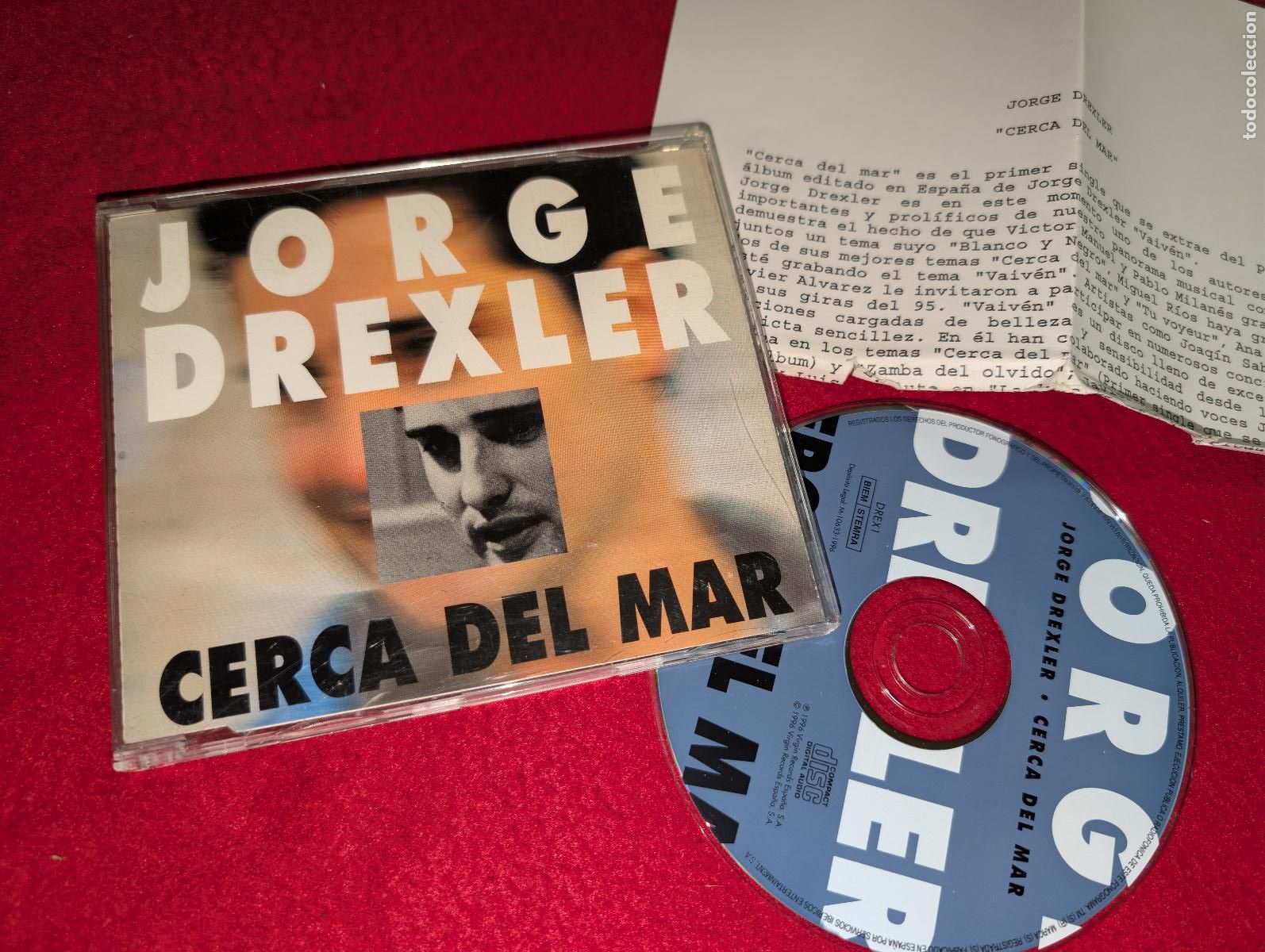 CDs de m&uacute;sica: JORGE DREXLER CERCA DEL MAR CD SINGLE 1996 PROMO + HOJA PROMO