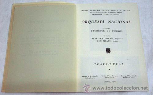 M&uacute;sica de colecci&oacute;n: Programa concierto Orquesta Nacional 1966 Teatro Real Madrid Programa Wagner - Foto 1