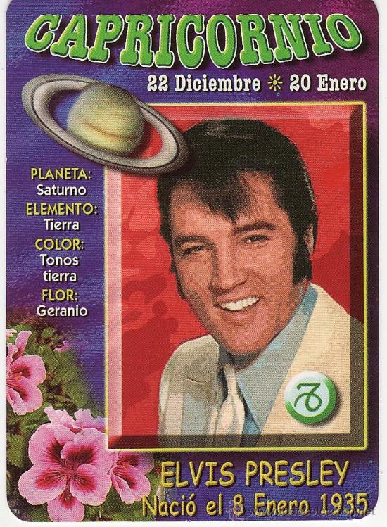 M&uacute;sica de cole&ccedil;&atilde;o: elvis presley - calendario bolsillo a&ntilde;o 2008 - capricornio - publicidad bar l&acute;estona - tarragona
