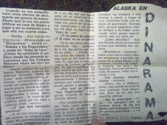 M&uacute;sica de colecci&oacute;n: Bonito recorte entrevista Alaska.. procedente de La Luna De Madrid... 1984.. creo