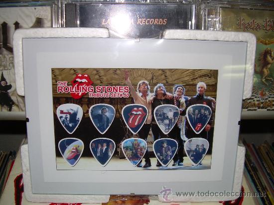 M&uacute;sica de colecci&oacute;n: ROLLING STONES  -  10 PUAS GUITARRA REALES FOTOGRAFI. ENMARCADAS FOTO DE FONDO ACRISTALADO ED. LIMIT