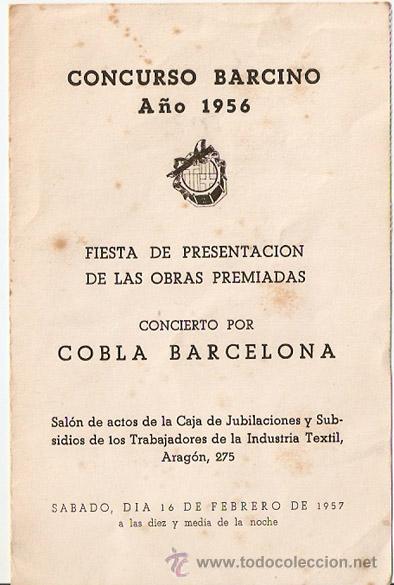 Musica di collezione: SARDANAS. Concurso Barcino 1956. organizado por el Circulo Sardanista. Vell i Bell