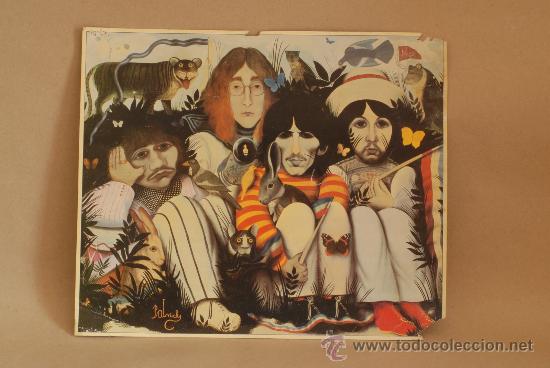 M&uacute;sica de colecci&oacute;n: Cartel de los Beatles. Firmado Palricky.  Antiguo.