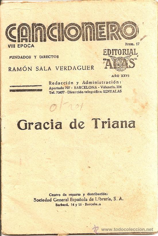 M&uacute;sica de colecci&oacute;n: cancionero de GRACIA DE TRIANA - Foto 1