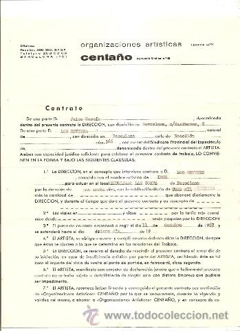 Musica di collezione: LOS BETTERS - CONTRATO FIESTAS DE LAS CORTS (BARCELONA) A&Ntilde;O 1967