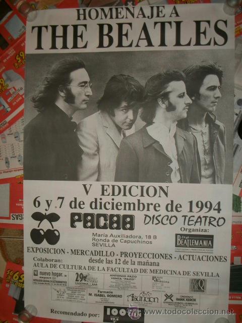 M&uacute;sica de colecci&oacute;n: CARTEL POSTER HOMENAJE THE BEATLES SEVILLA TAMA&Ntilde;O 93 X 63