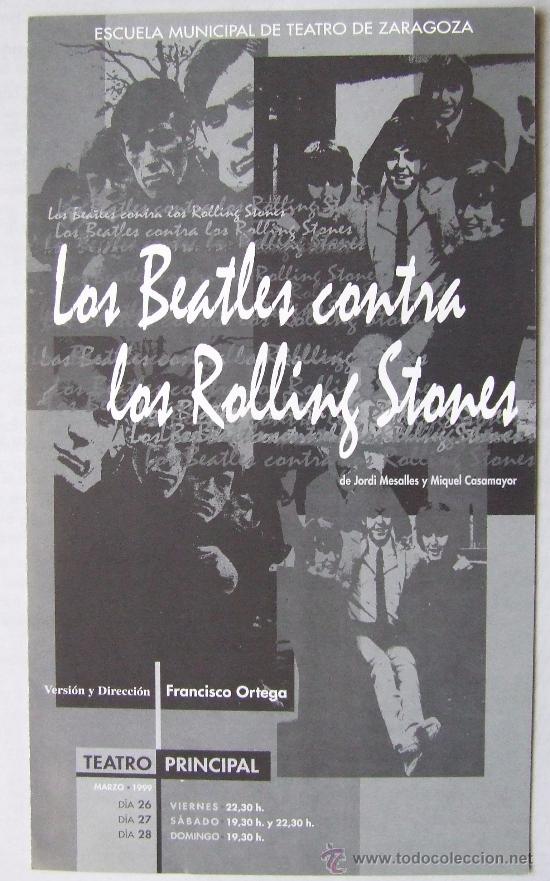 M&uacute;sica de colecci&oacute;n: PROGRAMA DIPTICO DE LA OBRA DE TEATRO LOS BEATLES CONTRA LOS ROLLING STONES - Foto 1