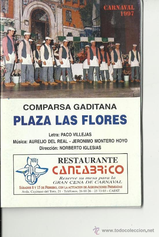 M&uacute;sica de colecci&oacute;n: carnaval de cadiz comparsa gaditana plaza de las flores 1997