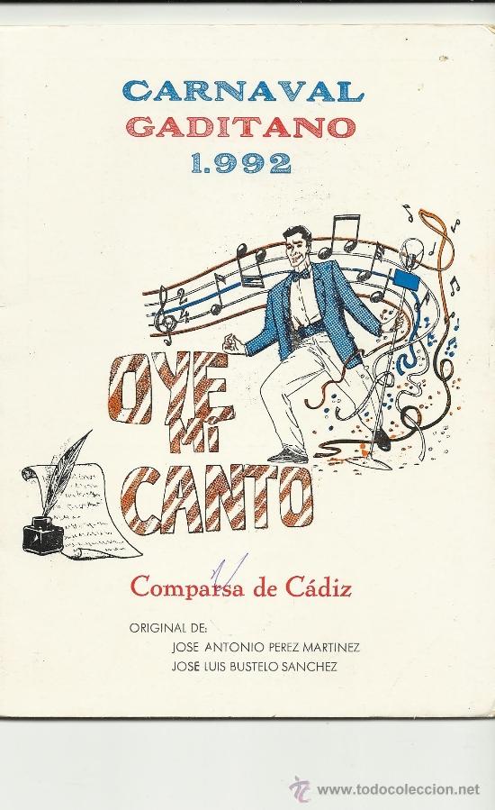 M&uacute;sica de colecci&oacute;n: carnaval de cadiz libreto comparsa oye mi canto 1992