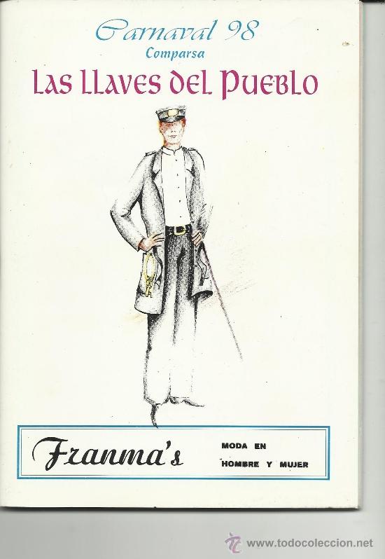 M&uacute;sica de colecci&oacute;n: carnaval de cadiz libreto de la comparsa de pedro romero las llaves del pueblo 1998