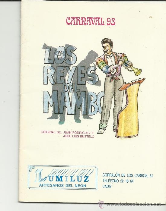 M&uacute;sica de colecci&oacute;n: carnaval de cadiz libreto de la comparsa los reyes del mambo 1993