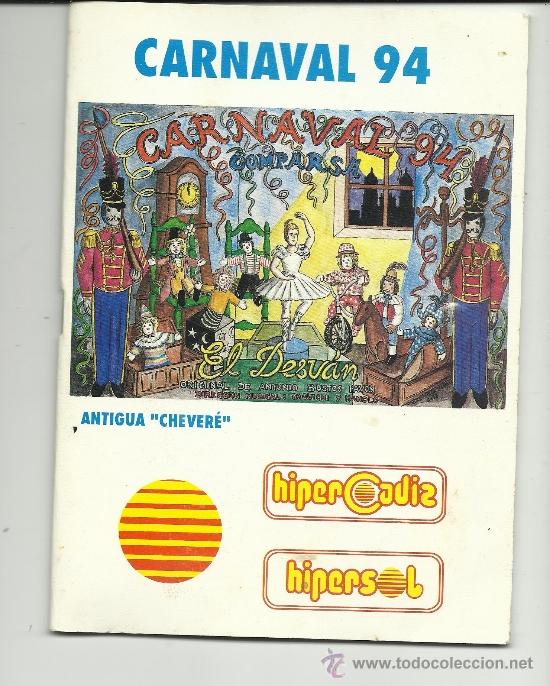 M&uacute;sica de colecci&oacute;n: carnaval de cadiz libreto comparsa el desvan 1994