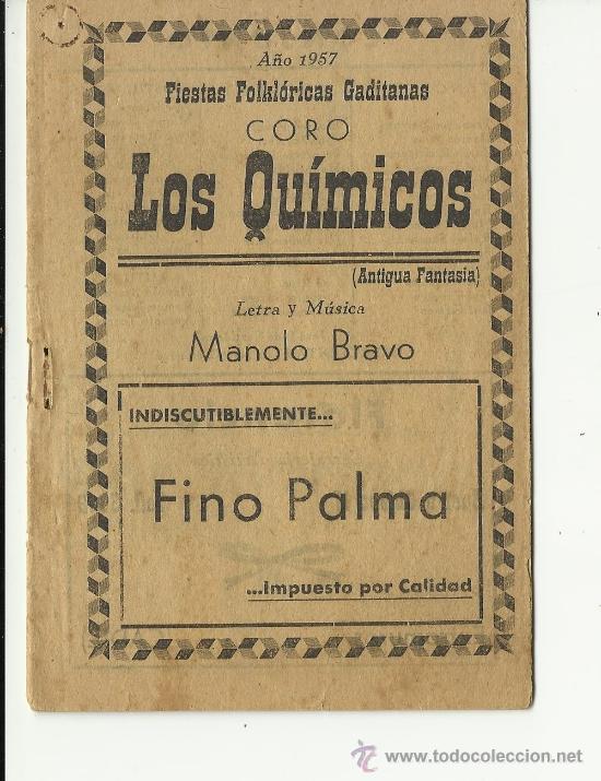 M&uacute;sica de colecci&oacute;n: Carnaval de cadiz Libreto coro los quimicos 1957