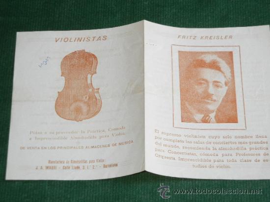 M&uacute;sica de colecci&oacute;n: ANTIGUO FOLLETO ALMOHADILLAS PARA VIOLIN J.A.MAURI - BARCELONA - HACIA 1930S