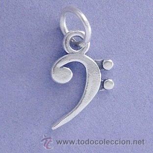 M&uacute;sica de colecci&oacute;n: colgante clave de fa en plata de ley