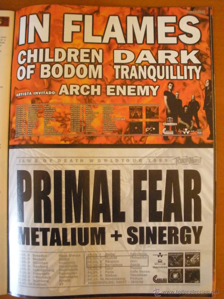 M&uacute;sica de colecci&oacute;n: in flames primal fear anuncio + gira 1999 promo magazine advert