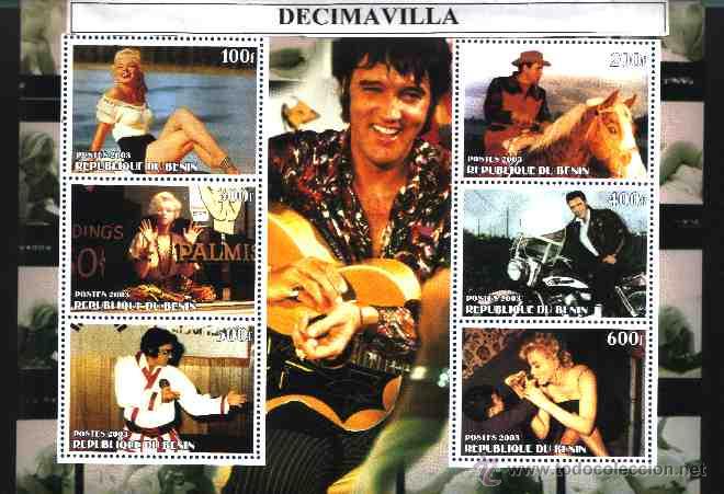 M&uacute;sica de cole&ccedil;&atilde;o: PRVR128, BENIN, 2003, MARILYN MONROE, ELVIS PRESLEY, MP02