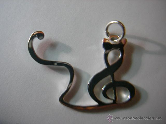 M&uacute;sica de colecci&oacute;n: colgante gato clave de sol en plata de ley - 3cms - Foto 1