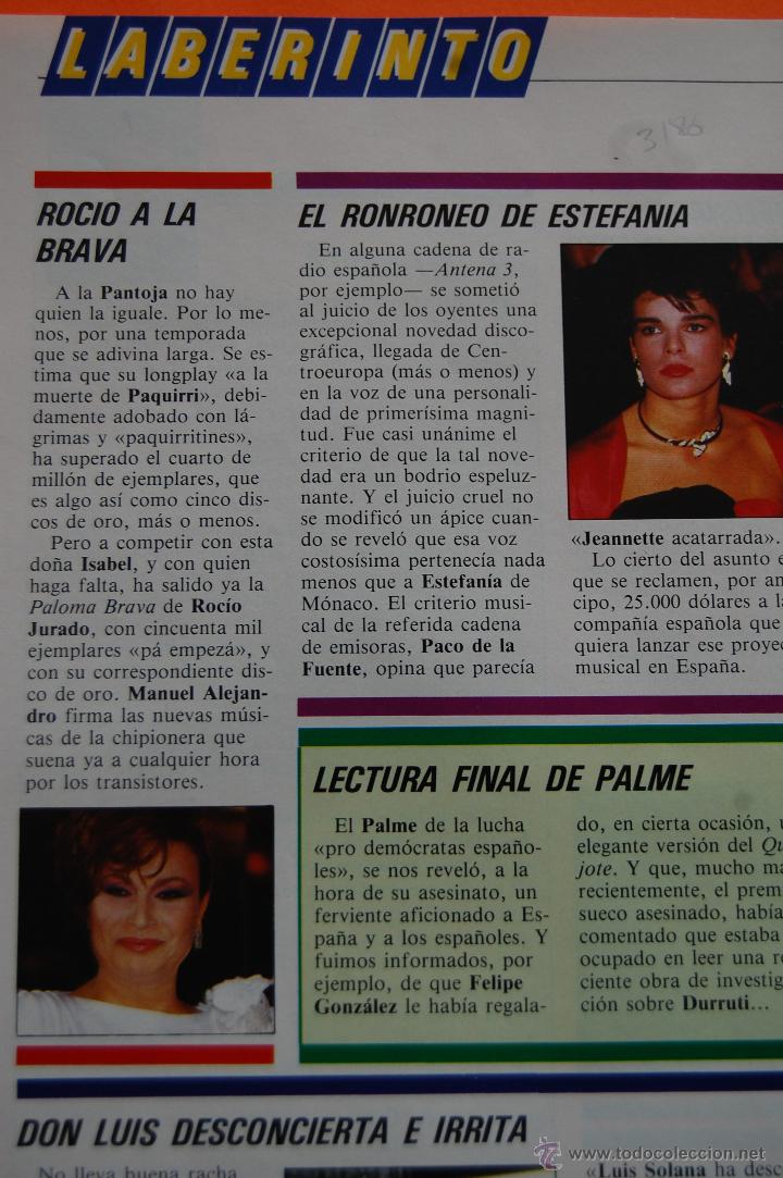 M&uacute;sica de colecci&oacute;n: ARTICULO/RECORTE 1986 - ROCIO JURADO - ESTEFANIA DE MONACO