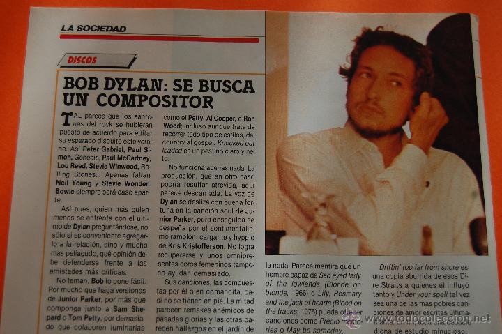 M&uacute;sica de colecci&oacute;n: ARTICULO/RECORTE 1986 - BOB DYLAN