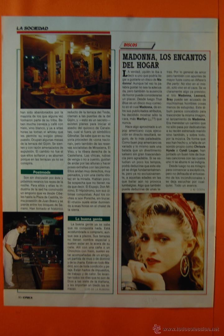 M&uacute;sica de colecci&oacute;n: RECORTE/ARTICULO 1986 - MADONNA