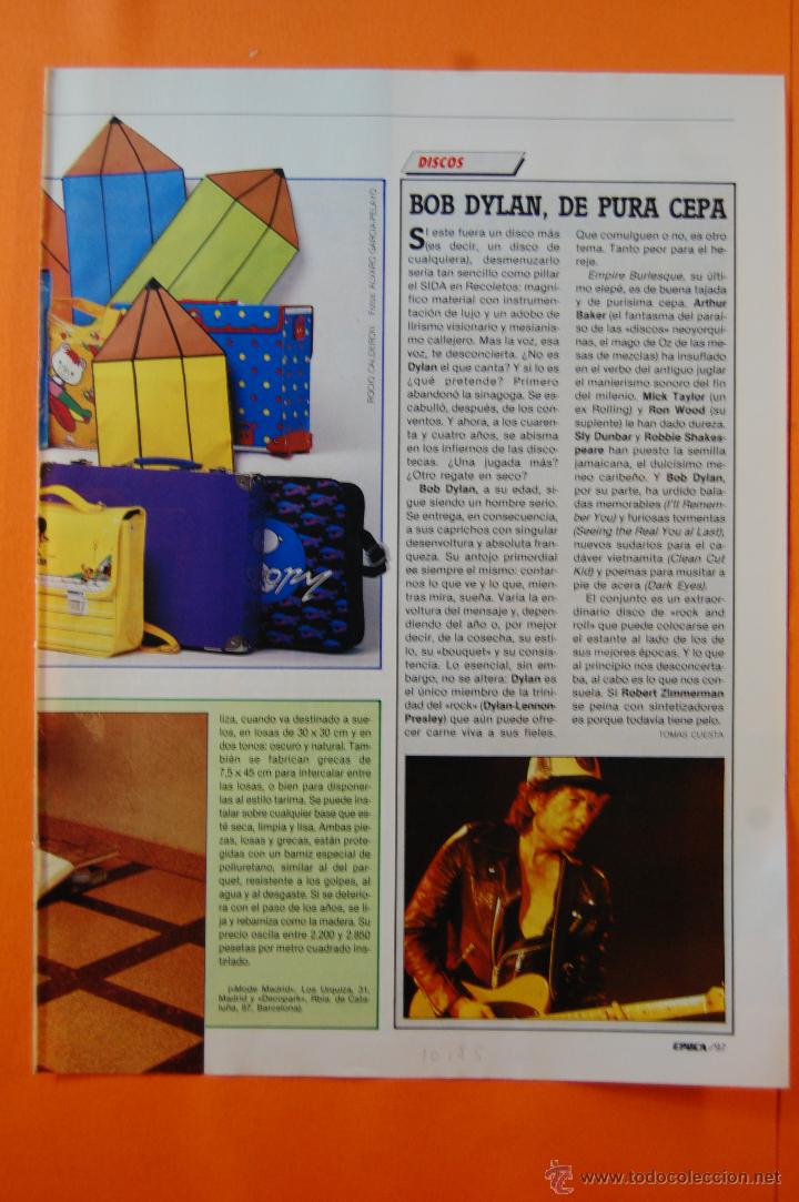 M&uacute;sica de colecci&oacute;n: RECORTE/ARTICULO 1985 - BOB DYLAN
