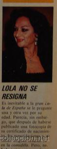 M&uacute;sica de colecci&oacute;n: RECORTE/ARTICULO 1985 - LOLA FLORES