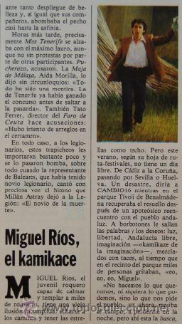 M&uacute;sica de colecci&oacute;n: RECORTE/ARTICULO 1982 -  MIGUEL RIOS EL KAMIKACE