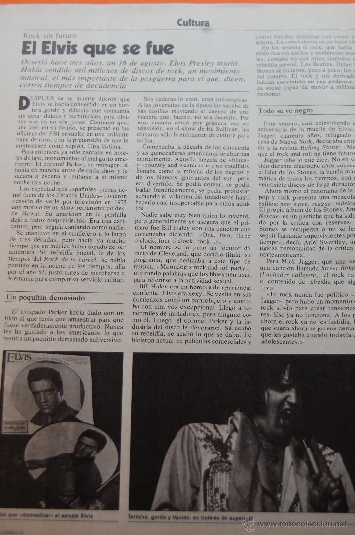 M&uacute;sica de colecci&oacute;n: RECORTE/ARTICULO 1980 - ELVIS PRESLEY EL ELVIS QUE SE FUE - 1 PAGINA