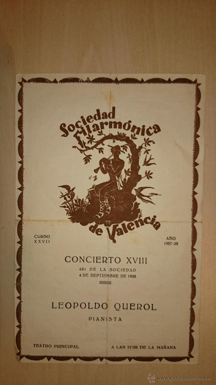 M&uacute;sica de colecci&oacute;n: 1938 - FILARMONICA DE VALENCIA - CONCIERTO XVIII . LEOPOLDO QUEROL PIANISTA
