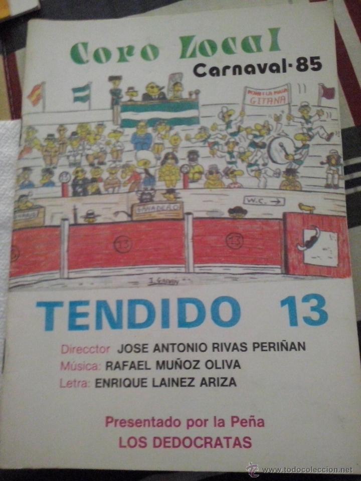 M&uacute;sica de colecci&oacute;n: carnaval de cadiz libreto coro tendido 13 a&ntilde;o 1985