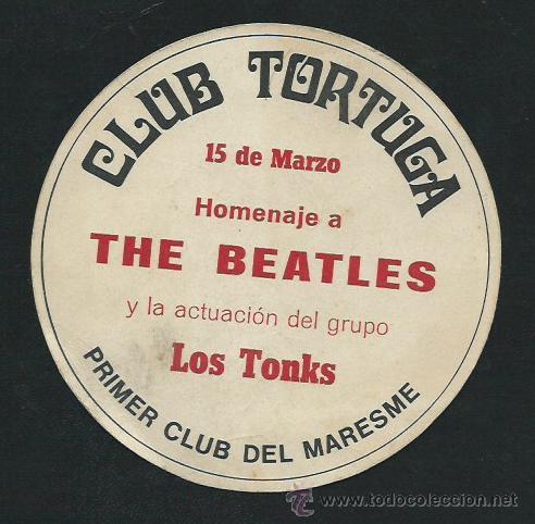 M&uacute;sica de colecci&oacute;n: Publicidad posavasos -Homenaje a  The Beatles y la actuaci&oacute;n del grupo Los Tonks, 1966-1968?