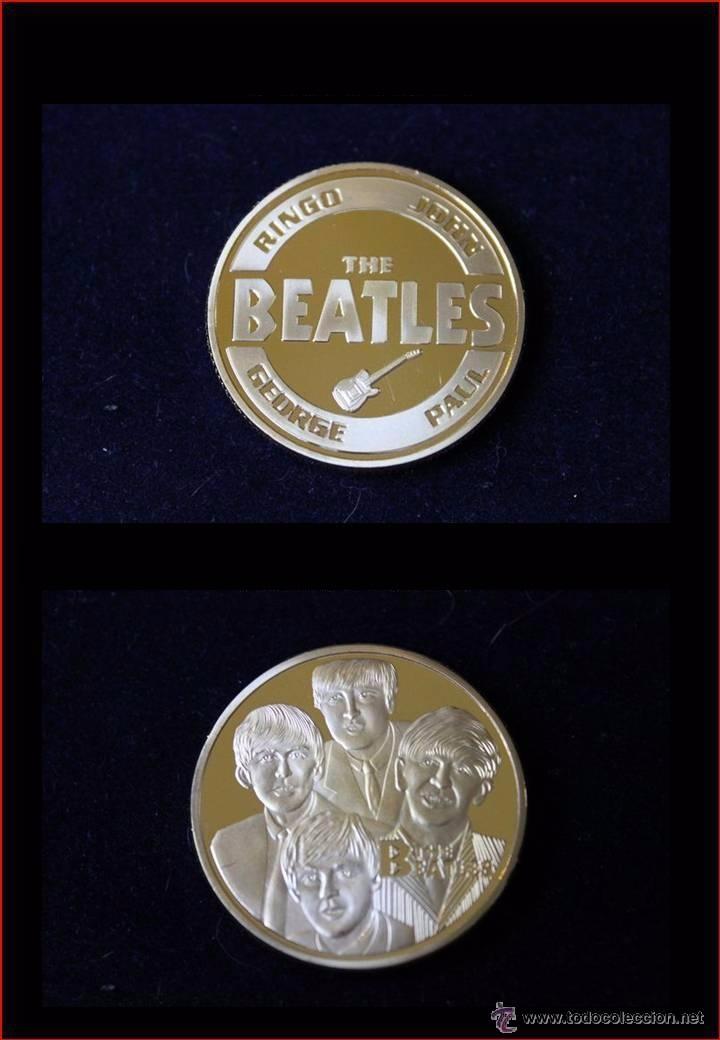 M&uacute;sica de colecci&oacute;n: MONEDA CONMEMORATIVA THE BEATLES BA&Ntilde;ADA EN ORO 24 KT