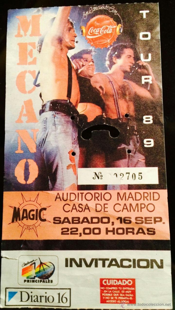 M&uacute;sica de colecci&oacute;n: ticket-entrada mecano tour 1989 madrid