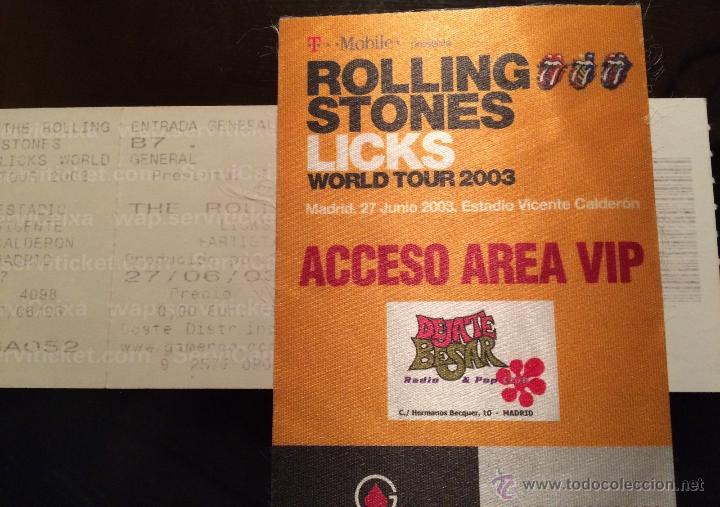 M&uacute;sica de colecci&oacute;n: entrada sin cortar + pase vip rolling stones licks world tour 2003.madrid-espa&ntilde;a